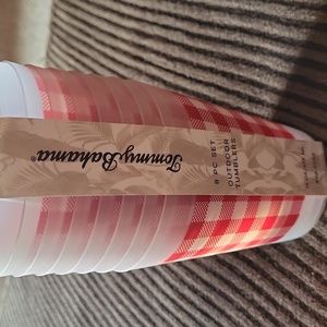 Tommy Bahama Outdoor Picnic Plaid Tumblers 8 Cups New